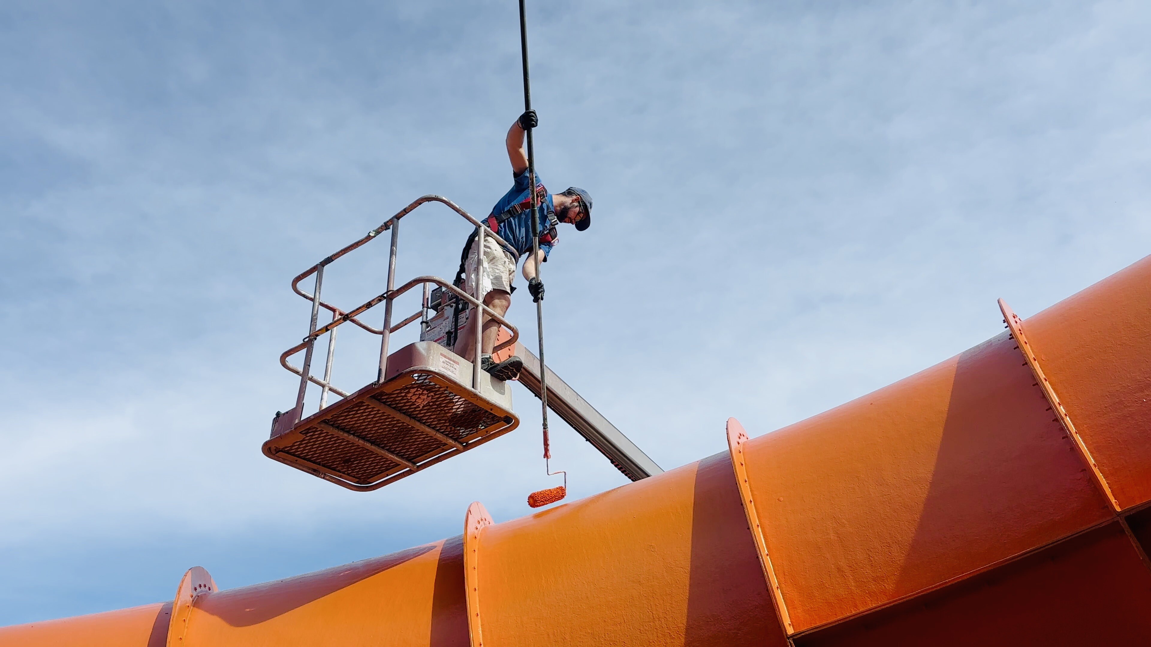  Painting of exterior of water slide 